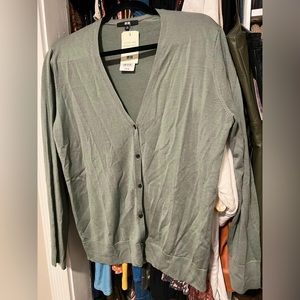 NWT Uniqlo Cardigan - blue gray sage, merino wool, button down, soft